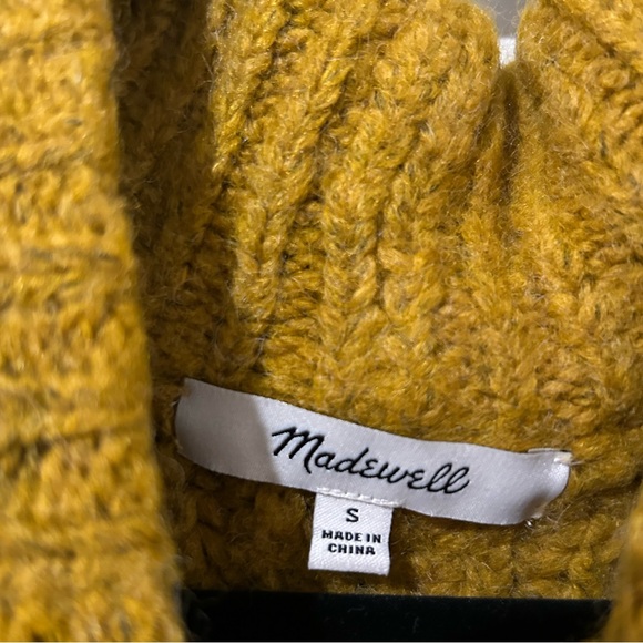 Madewell Mockneck Pullover Sweater Women’s Mustard Yellow Fall Winter Cropped - Picture 3 of 8
